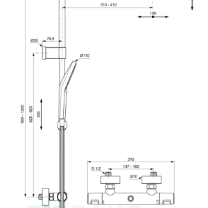 IDEAL STANDARD A7628AA CERATERM Flex T25 Душ система с термостатен смесител