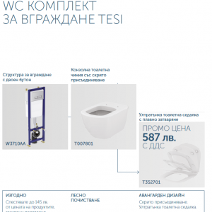 TESI /с бавно падаща дъска/- WC комплект за вграждане IDEALSTANDARD