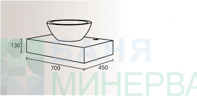 СИАТЪЛ 70 см Плот за баня с мивка Triano - Image 3