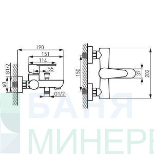 FERRO Algeo BAG1 Смесител за вана-душ стенен