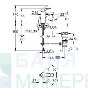 GROHE BAUFLOW 23751000 СМЕСИТЕЛ ЗА УМИВАЛНИК