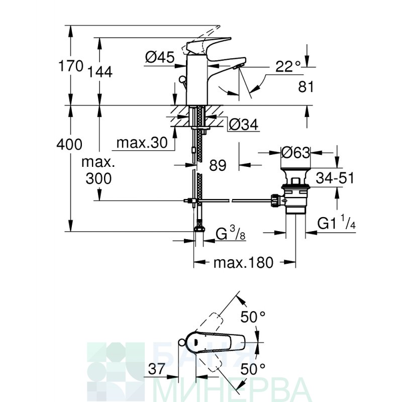 GROHE BAUFLOW 23751000 СМЕСИТЕЛ ЗА УМИВАЛНИК - Image 2
