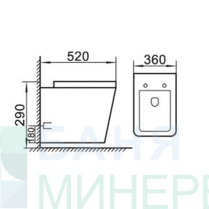 Конзолна тоалетна чиния М102 soft close ултра тънка дъска