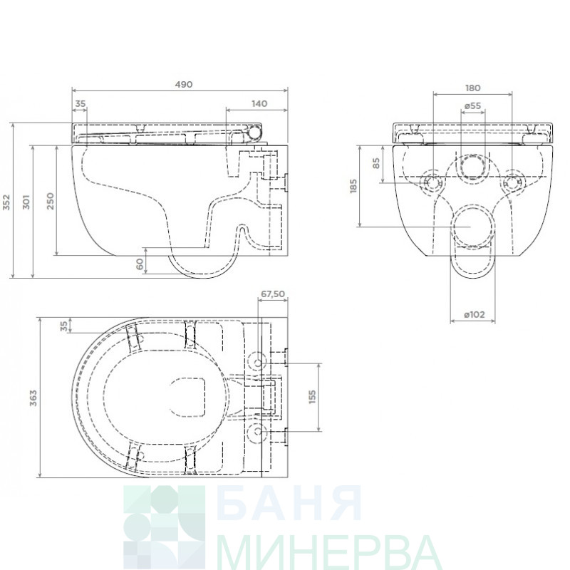 GROHE BOCCHI Tondo rimles Slim капак Пакет структура с тоалетна чиния - Image 3
