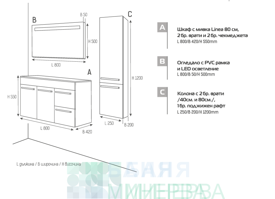 ARVIPO DEANO Долен шкаф 80 см с мивка LINEA - Image 4