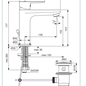 IDEAL STANDARD TYRIA BC159HO смесител за умивалник Хром/Бял Мат