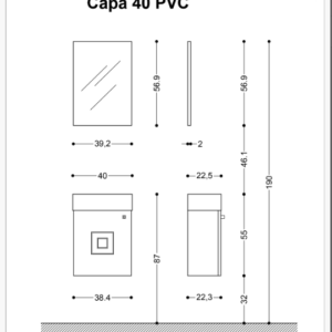 САРА 40 PVC Комплект шкаф с мивка и огледало