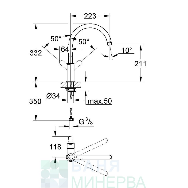 Grohe Bau Edge 31367001 Смесител за кухня с въртящ чучур - Image 3