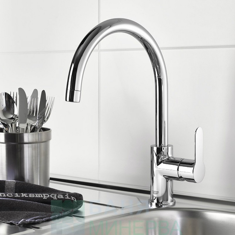Grohe Bau Edge 31367001 Смесител за кухня с въртящ чучур