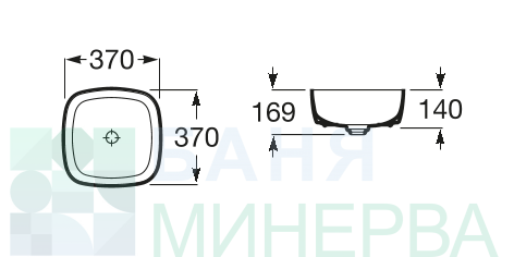 ROCA INSPIRA SOFT 37 см A327502000 FINECERAMIC Мивка за върху плот - Image 2