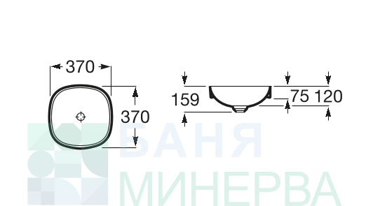 ROCA INSPIRA SOFT A32750R000 37 см Мивка за полувграждане в плот - Image 2