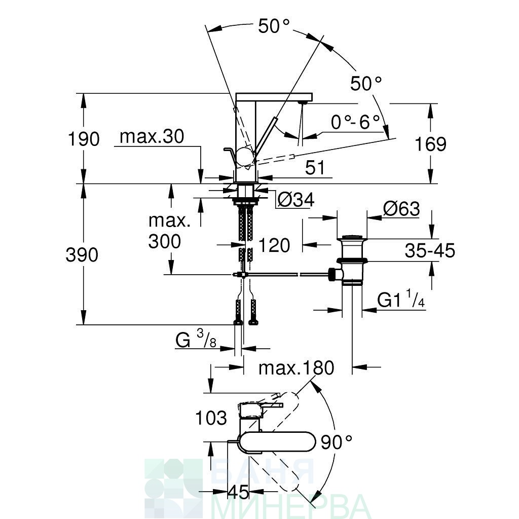 СМЕСИТЕЛ ЗА МИВКА M РАЗМЕР GROHE PLUS 23871003 - Image 2