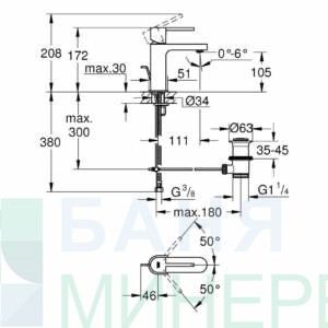 GROHE PLUS 32612003 Смесител за мивка размер S с изпразнител