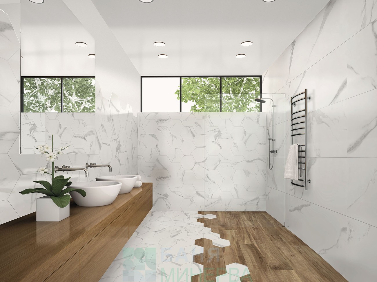 HEXA WHITE SOUL ITT CERAMIC Шестоъгълен гранитогрес 23*27