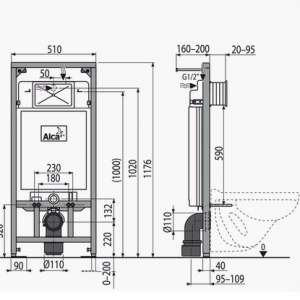 ALCAPLAST АM101/1120 Структура за вграждане без бутон