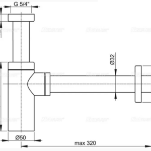 Alcaplast DESIGN Сифон за мивка с овално тяло A400 метал хром