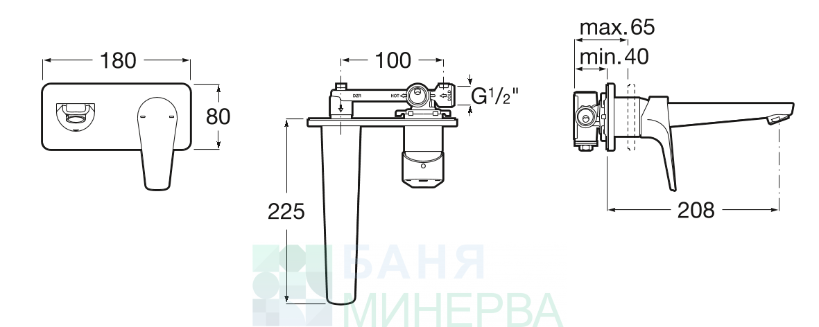 Roca Atlas A5A3590C00 смесител за мивка за вграждане Външна част - Image 2