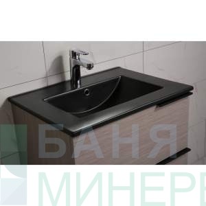 ICP 5953B Исла PVC шкаф за баня с черен порцеланов умивалник