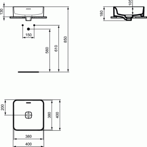 IDEAL STANDARD STRADA II 40СМ T296301 МИВКА ЗА ВЪРХУ ПЛОТ