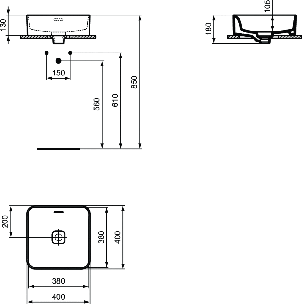 IDEAL STANDARD STRADA II 40СМ T296301 МИВКА ЗА ВЪРХУ ПЛОТ - Image 2