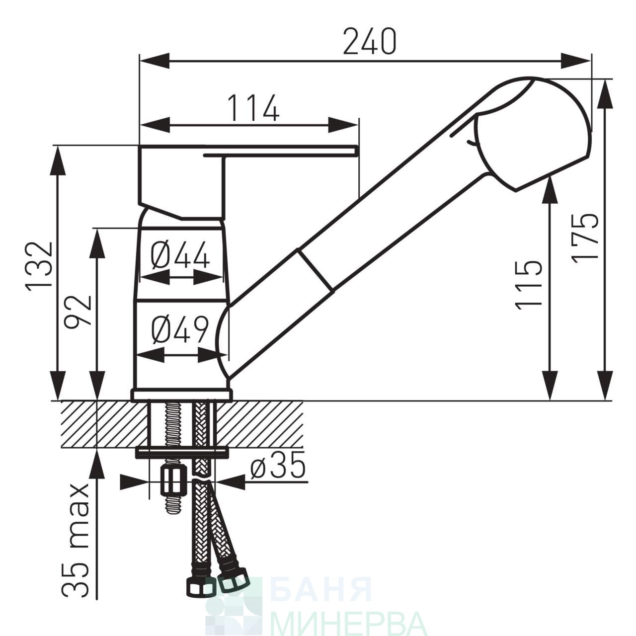FERRO Algeo BAG8 Смесител за кухня с изтеглящ се чучур - Image 2
