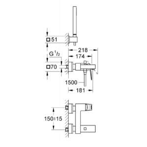 GROHE Eurocube 23141000 вана-душ с аксесоари