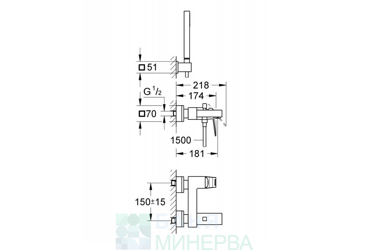 GROHE Eurocube 23141000 вана-душ с аксесоари - Image 2