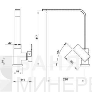 NOBLESS EDGE 36713.0 FERRO Смесител за кухня стоящ