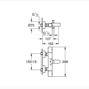GROHE 34766000 ТЕРМОСТАТЕН СМЕСИТЕЛ ЗА ВАНА-ДУШ GROHTHERM 800 COSMOPOLITAN