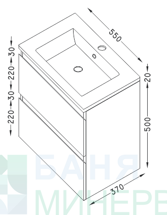 ARRES Flexmebel шкаф за баня 55 см 2 чекмеджета - Image 6