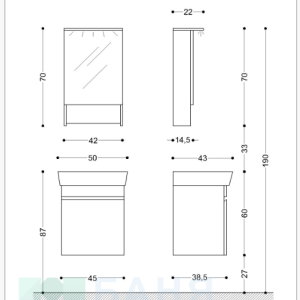 Visota Тина 50 Долен PVC шкаф с мивка