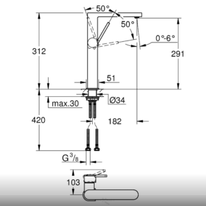GROHE PLUS 32618003 ВИСОК СМЕСИТЕЛ ЗА МИВКА XL-РАЗМЕР