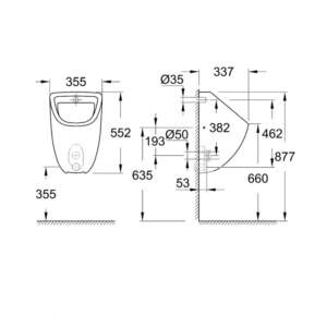 ПИСОАР С ЗАДНО ЗАХРАНВАНЕ BAU CERAMIC GROHE