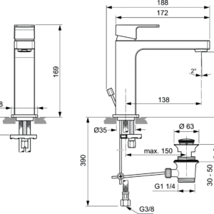 IDEAL STANDARD EDGE GRANDE A7106 смесител за умивалник