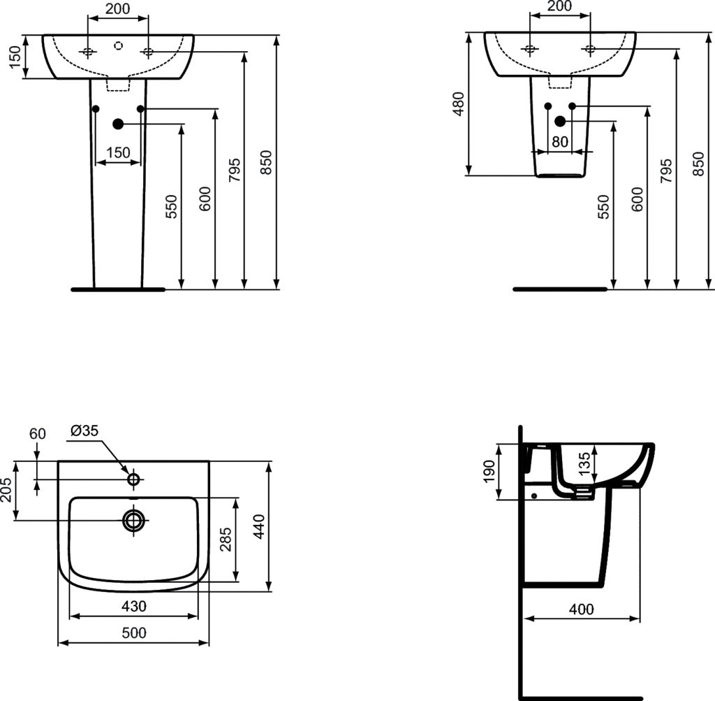 IDEAL STANDARD TEMPO T0568 мивка 35 см с ляв отвор - Image 2