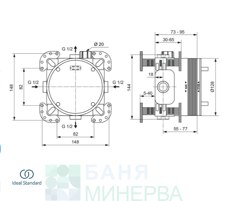 CERALINE BD193XG IDEAL STANDARD ПРОМО Комплект за вграждане Черен мат - Image 5