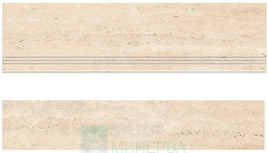 Travertino beige glossy Стъпало+чело