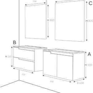 PVC шкаф ARVIPO SHARP 75 с 2 бр чекмеджета