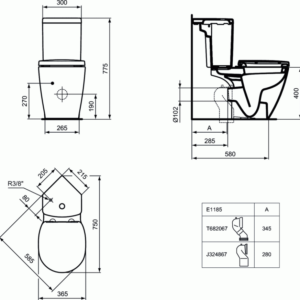 IDEAL STANDARD CONNECT SPACE Ъглов моноблок