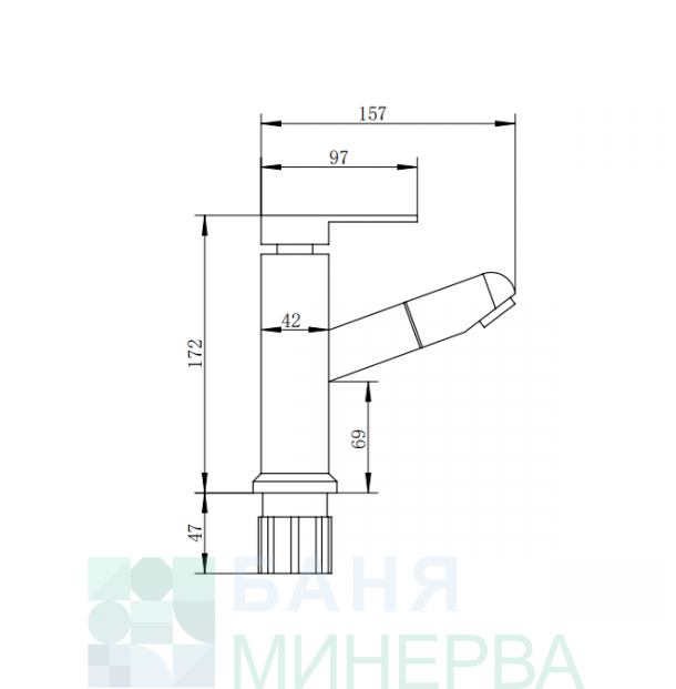 Смесител за мивка Куарто 1118549NEW с изтеглящ душ - Image 4