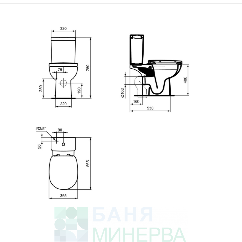 IDEALSTANDARD E804801 Моноблок Connect Classic Cube с капак Soft Close - Image 3