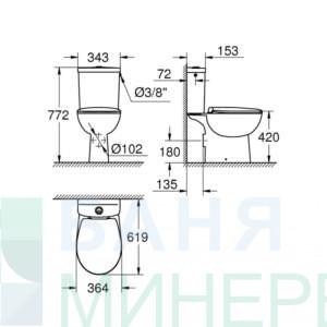GROHE BAU CERAMIC 39347000 Моноблок Soft Close