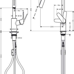 HANSGROHE 31815000 FOCUS M41 240 2jet Кухненски смесител с изтеглящ се душ