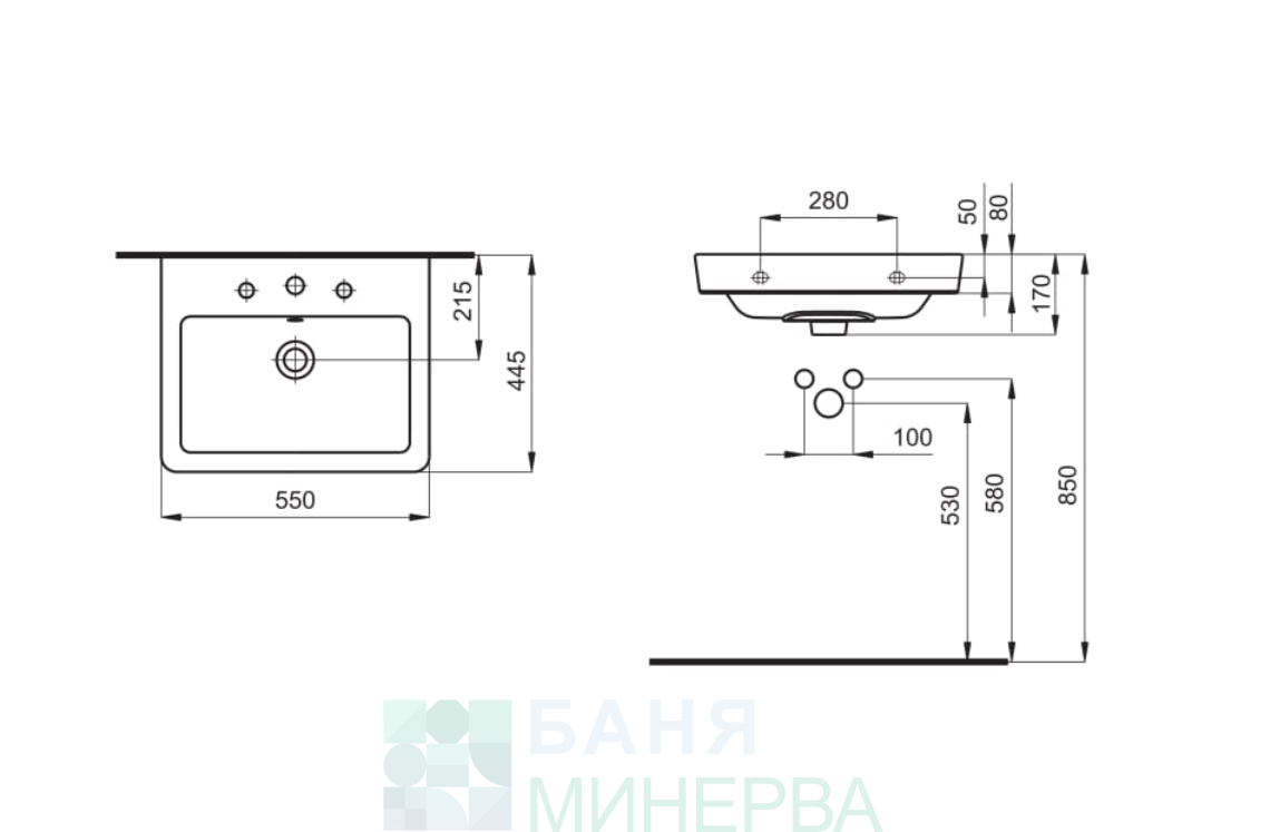 ARVIPO CASERTA 55 Долен шкаф с мивка 2 бр чекмеджета - Image 2