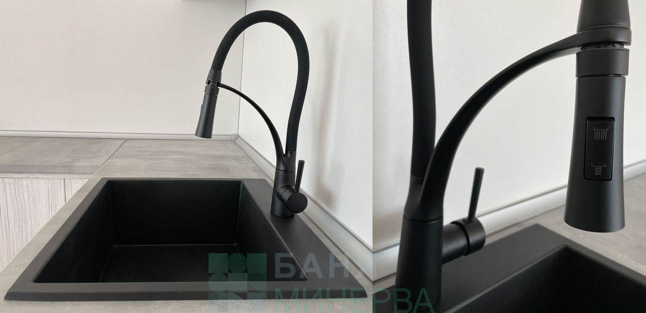 Черен кухненски смесител BLANDINI TORNO BLACK - Image 5