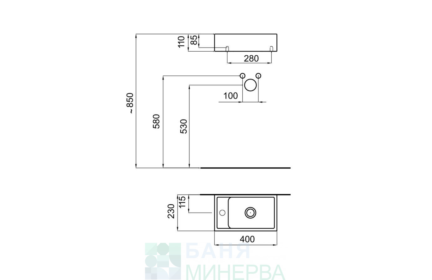 Малка мивка LARA FAYANS ляв отвор - Image 2