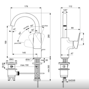 BD235AA CERAPLAN IDEAL STANDARD Смесител висок въртящ
