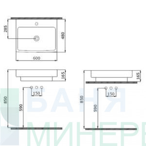 BOCCHI Scala Arch 60 Мивка върху плот Антрацит Мат