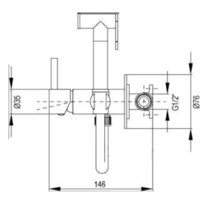 AQG TAUS 34TAU0010520 Хигиенен душ Черен мат с вграден смесител