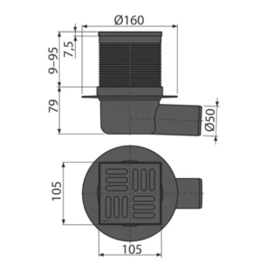 Alcaplast APV 31 BLACK Подов сифон черен
